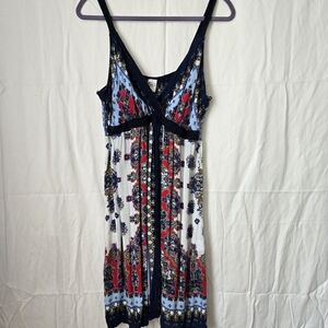 Bila Floral Paisley Mini Dress in Navy, Red, Light Blue, White